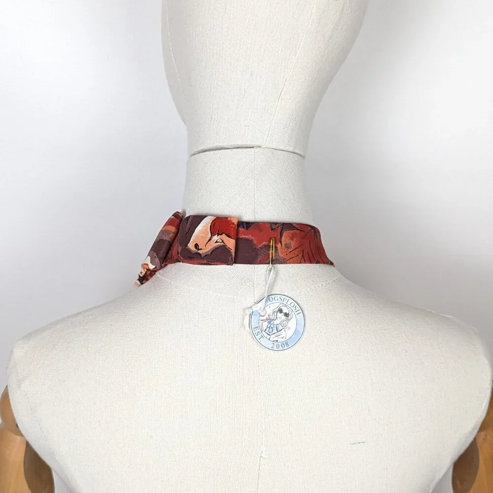 NWT Ogsplosh Women's Silk Ascot Scarf Abstract Print Burnt Orange Short